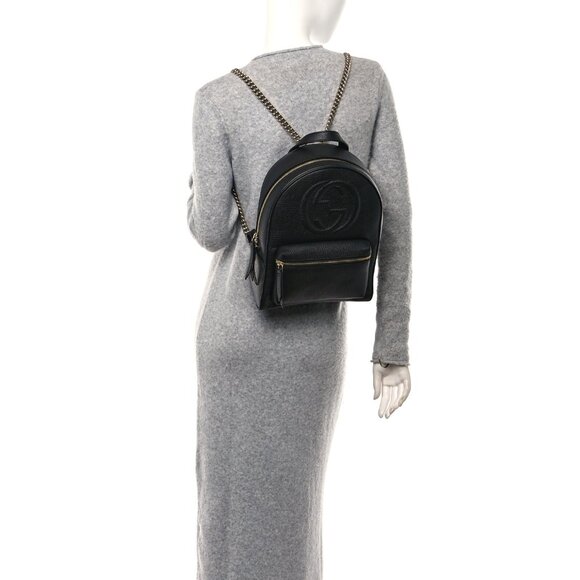 Gucci Pebbled Calfskin Soho Chain Backpack - Pristine Condition, Like New - Picture 3 of 10